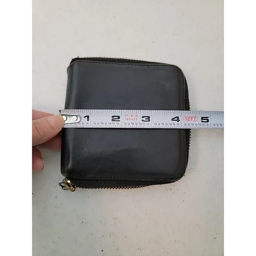 Vintage J.P Ourse & Cie Geneve Genuine Leather Black Snap Wallet Zip Coin Pocket